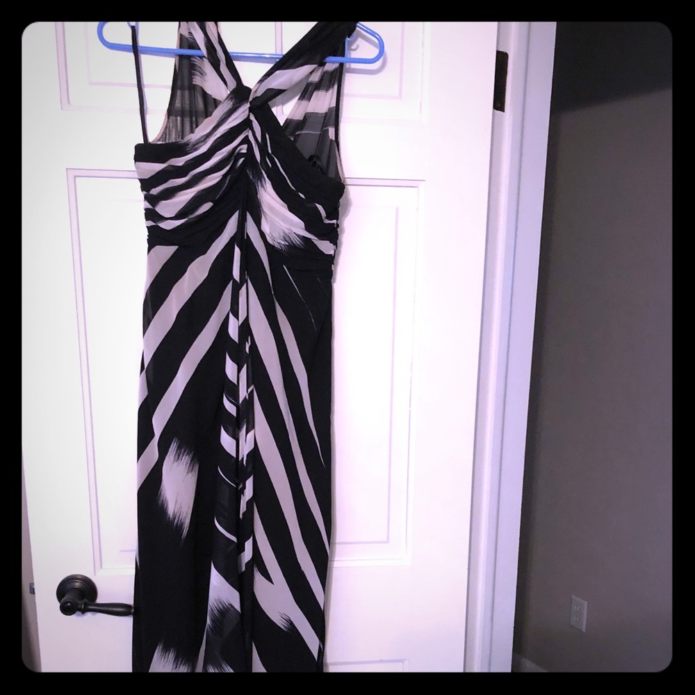 Black and white asymmetrical maxi dress